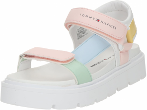TOMMY HILFIGER Sandále  pastelovo modrá / žltá / mätová / ružová