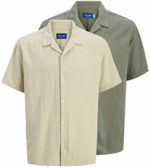 JACK & JONES Košeľa 'JOREaster Patras'  sivobéžová / olivová
