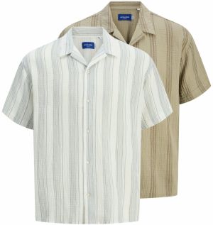 JACK & JONES Košeľa 'JOREaster Patras'  béžová / tmavobéžová / sivá / biela