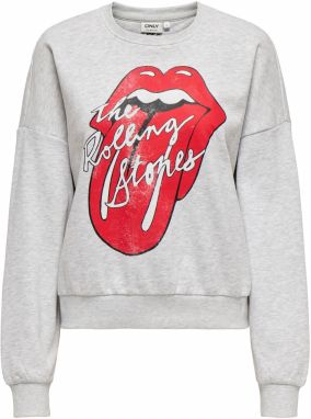 ONLY Mikina 'ONLROLLING STONES'  sivá melírovaná / červená / biela