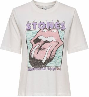 ONLY Tričko 'ONLROLLING STONES'  levanduľová / staroružová / čierna / biela