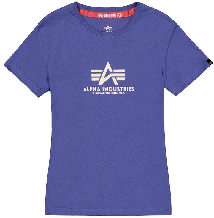 ALPHA INDUSTRIES Tričko  tmavofialová / biela