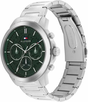 TOMMY HILFIGER Analógové hodinky 'HENRY'  tmavozelená / strieborná