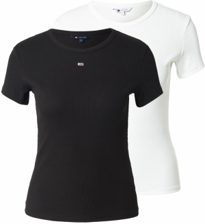 Tommy Jeans Tričko 'ESSENTIAL'  čierna / biela
