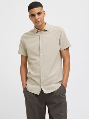 JACK & JONES Košeľa 'JJEBreeze'  béžová / tmavobéžová