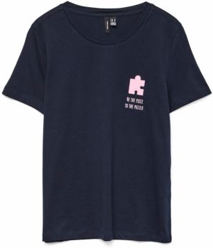 VERO MODA Tričko  námornícka modrá / slivková