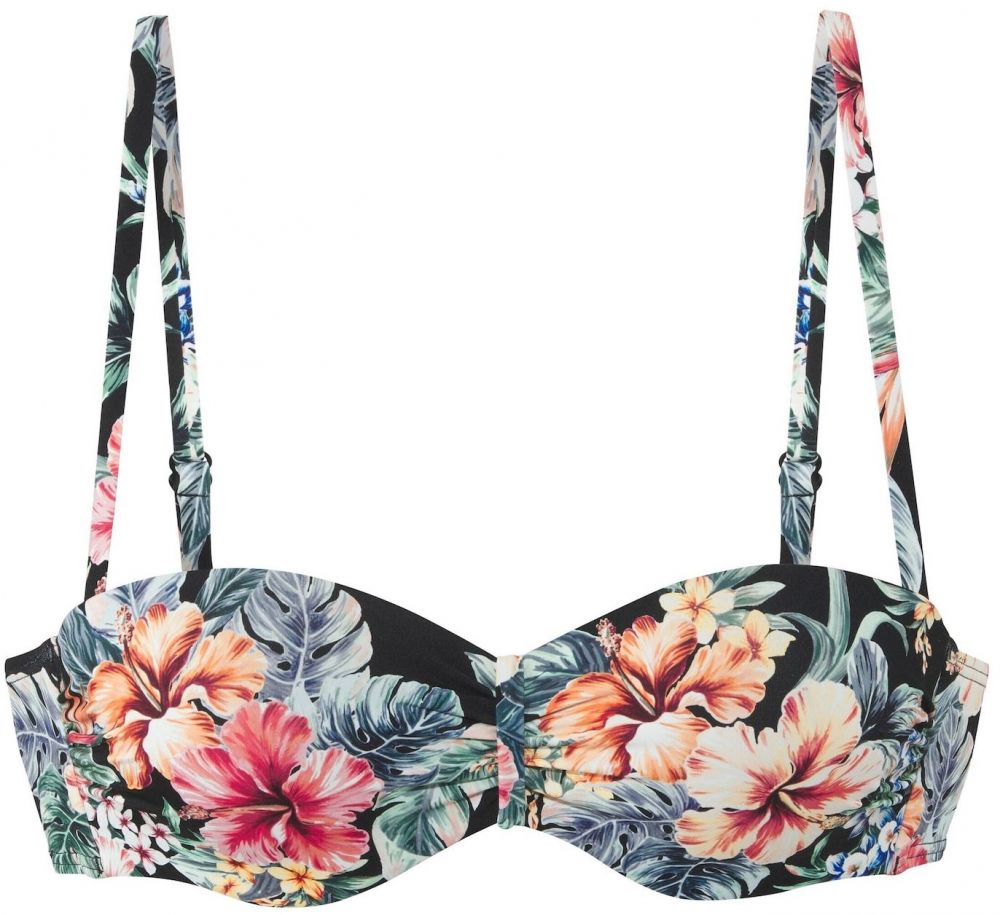 LASCANA Bikinový top  zelená / červená / čierna