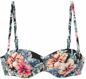LASCANA Bikinový top  zelená / červená / čierna
