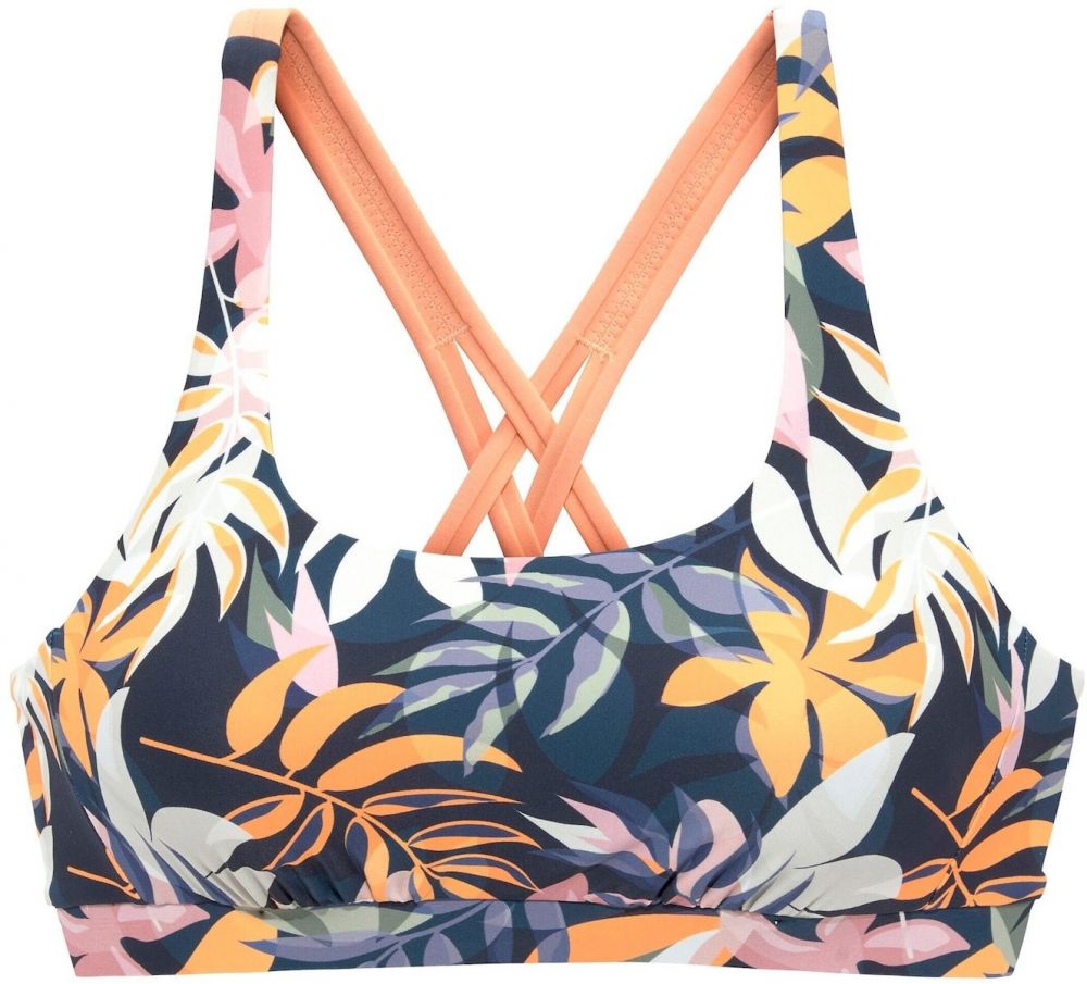 LASCANA ACTIVE Bikinový top  tmavomodrá / olivová / oranžová / biela