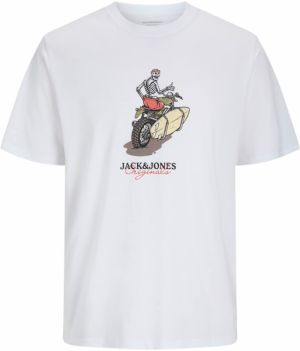 JACK & JONES Tričko 'JORSkull Coast'  olivová / svetločervená / čierna / biela