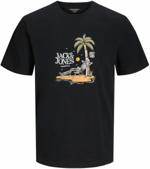 JACK & JONES Tričko 'JORSkull Coast'  olivová / pastelovo oranžová / čierna / biela
