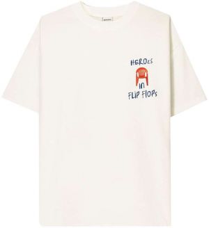 Bershka Tričko  béžová / svetlomodrá / oranžová / šedobiela