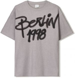 Bershka Tričko  sivá / čierna