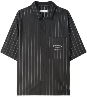 Bershka Košeľa  čierna / biela