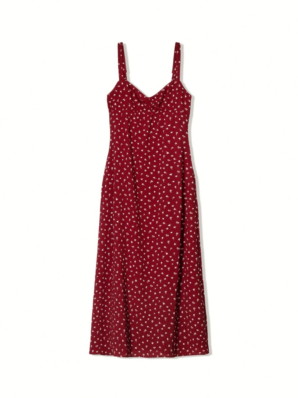 Bershka Letné šaty  tmavočervená / šedobiela