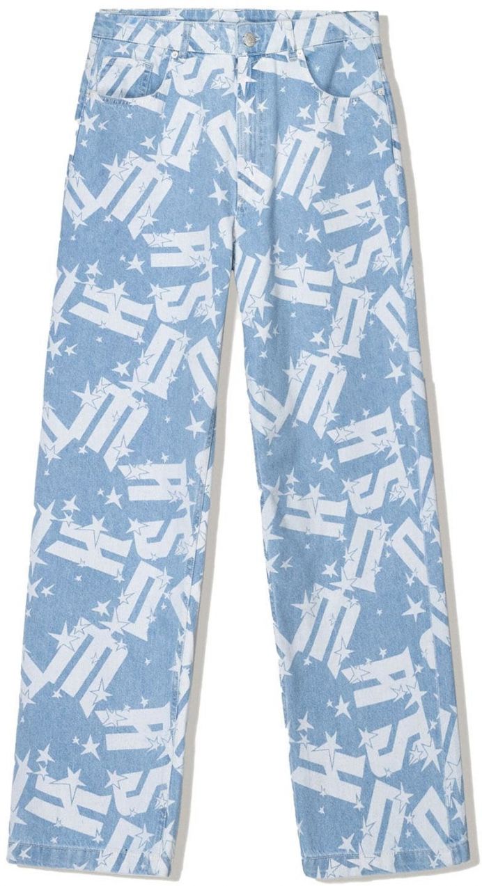 Bershka Džínsy  modrá denim / šedobiela