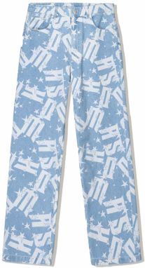 Bershka Džínsy  modrá denim / šedobiela