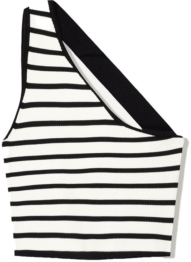 Bershka Top  čierna / biela