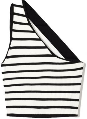 Bershka Top  čierna / biela
