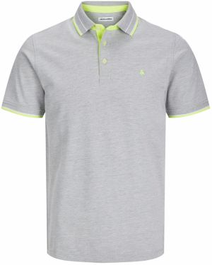 Jack & Jones Plus Tričko 'JJEPAULOS'  svetlosivá / limetová
