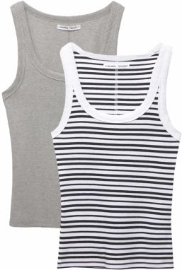 Pull&Bear Top  sivá melírovaná / čierna / biela