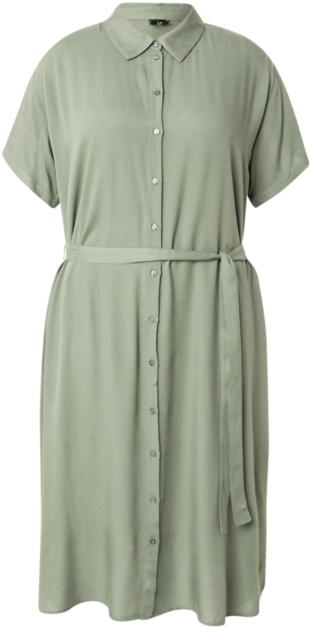 Vero Moda Curve Košeľové šaty 'VMBUMPY'  tmavozelená