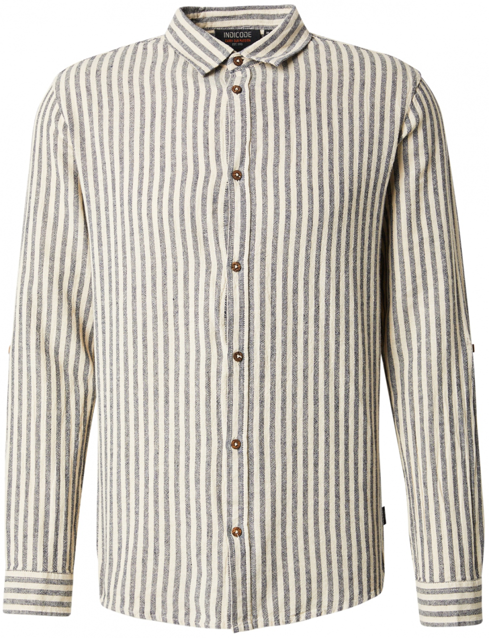INDICODE JEANS Košeľa 'Dikson'  krémová / námornícka modrá