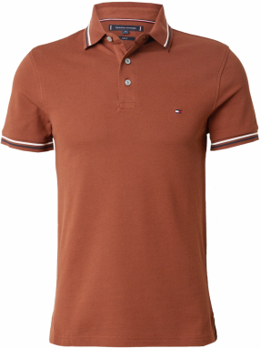 TOMMY HILFIGER Tričko  námornícka modrá / koňaková / biela