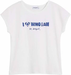 Desigual Tričko 'Who I Am'  modrá / biela