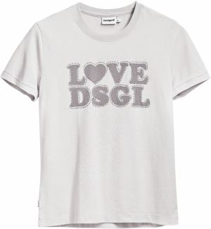 Desigual Tričko  sivá / priehľadná / šedobiela