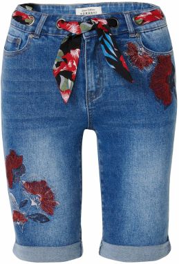 KOROSHI Džínsy  modrá denim / rubínová / čierna / biela