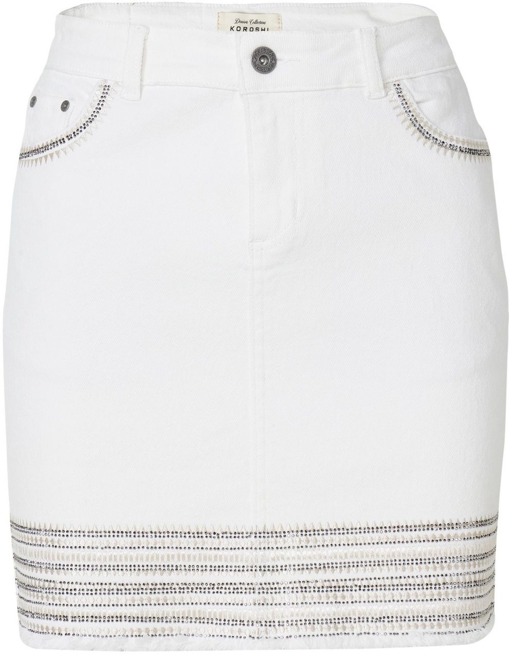 KOROSHI Sukňa  béžová / čierna / biely denim
