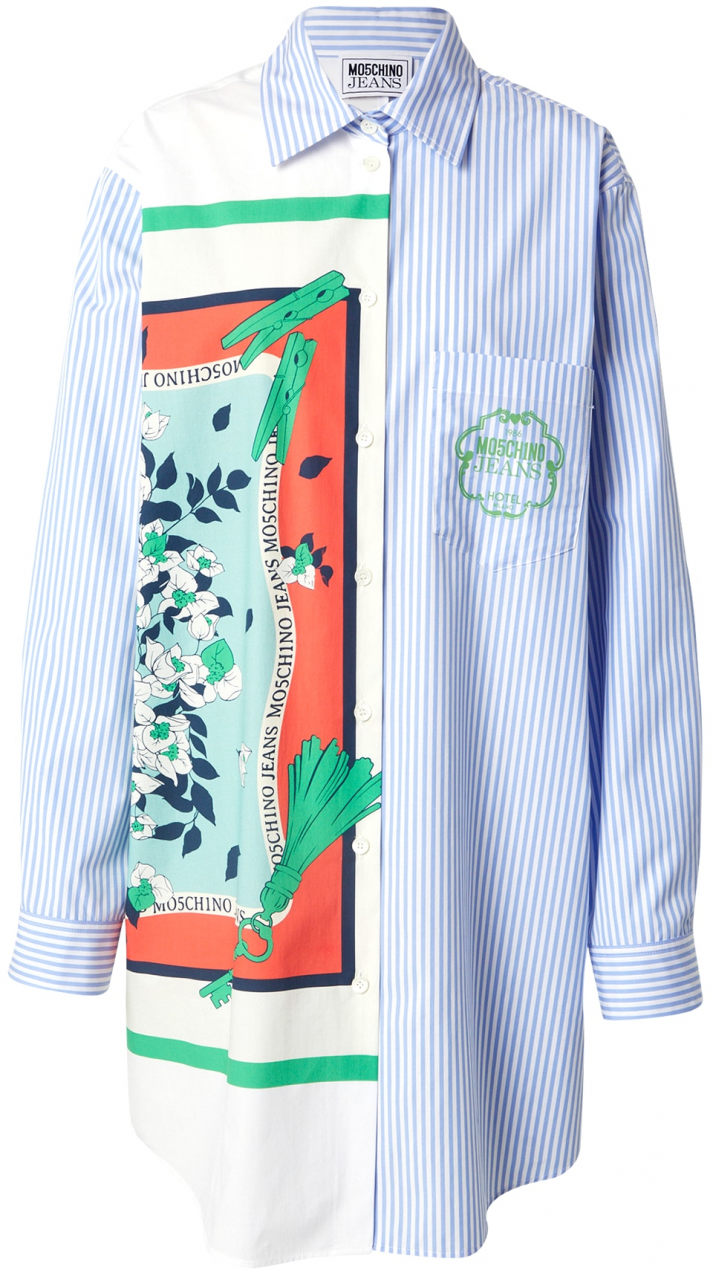 Moschino Jeans Košeľové šaty  námornícka modrá / svetlomodrá / svetločervená / biela