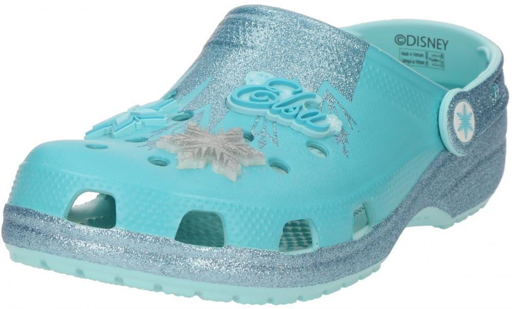 Crocs Otvorená obuv 'Frozen Elsa Classic'  neónovo modrá / modrá melírovaná / sivá