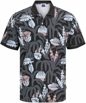 JACK & JONES Tričko 'JORAlmeria'  svetlosivá / ružová / čierna