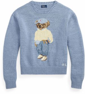 Polo Ralph Lauren Sveter 'BEAR'  béžová / modrá melírovaná / hnedá / mokka