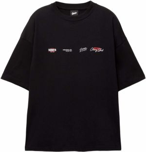 Pull&Bear Tričko 'STWD'  zelená / červená / čierna / biela