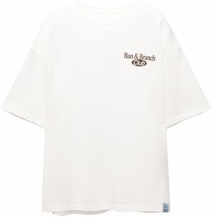 Pull&Bear Tričko  svetlomodrá / hnedá / biela