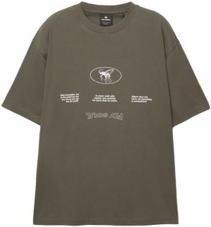 Pull&Bear Tričko  piesková / hnedá / olivová / biela