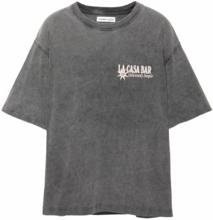 Pull&Bear Tričko  modrá / sivá / svetločervená / šedobiela