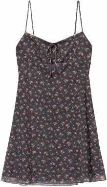 Bershka Šaty  sivá / svetlozelená / červená