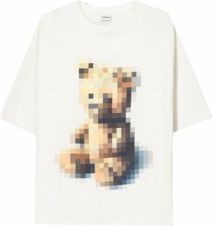 Bershka Tričko  béžová / námornícka modrá / hnedá / šedobiela