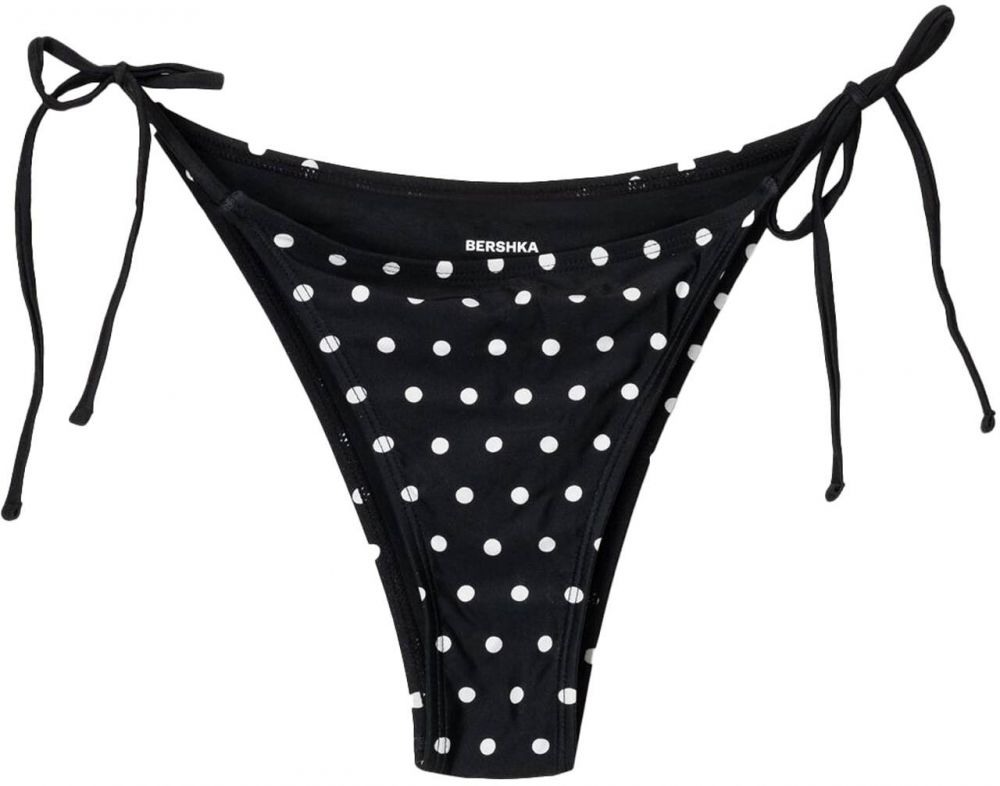 Bershka Bikinové nohavičky  čierna / šedobiela