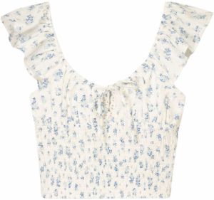 Bershka Top  modrá / pastelovo modrá / biela