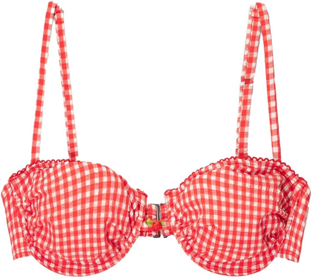 Bershka Bikinový top  červená / biela