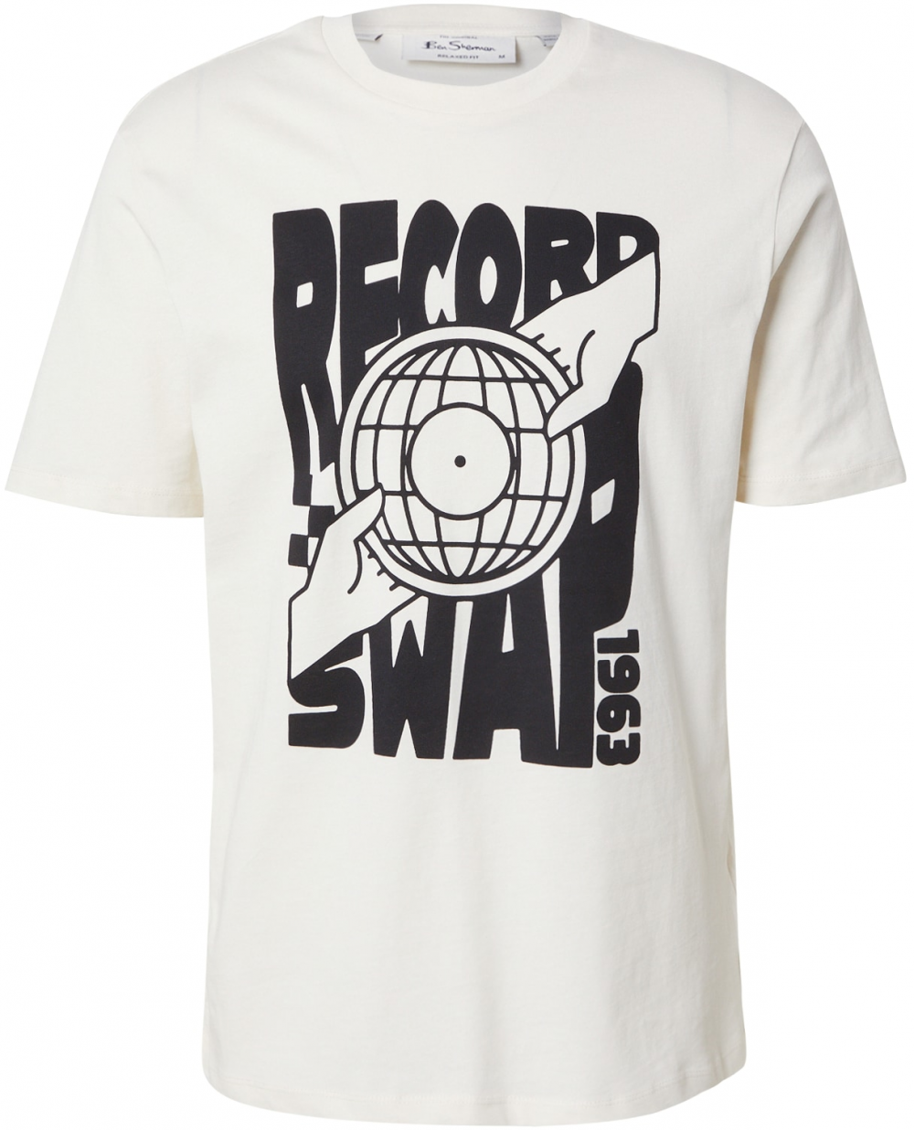 Ben Sherman Tričko 'Record Swap'  slonová kosť / čierna