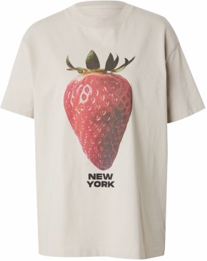 Abercrombie & Fitch Tričko 'Strawberry'  béžová / zelená / červená