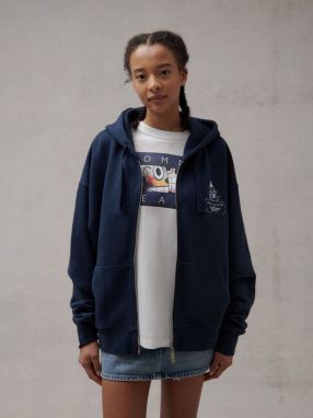 Tommy Jeans Tepláková bunda  modrá