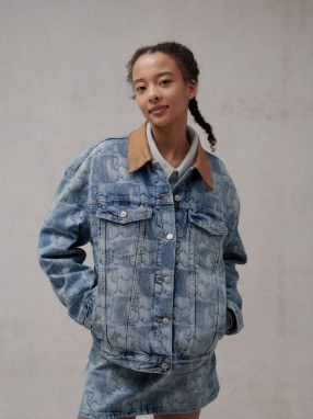 Tommy Jeans Prechodná bunda  modrá denim