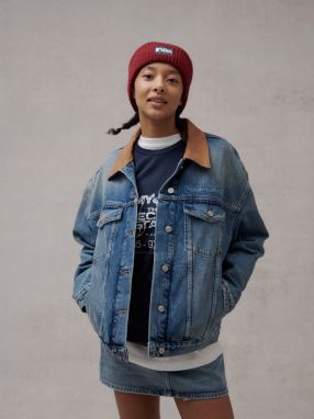 Tommy Jeans Prechodná bunda  modrá denim